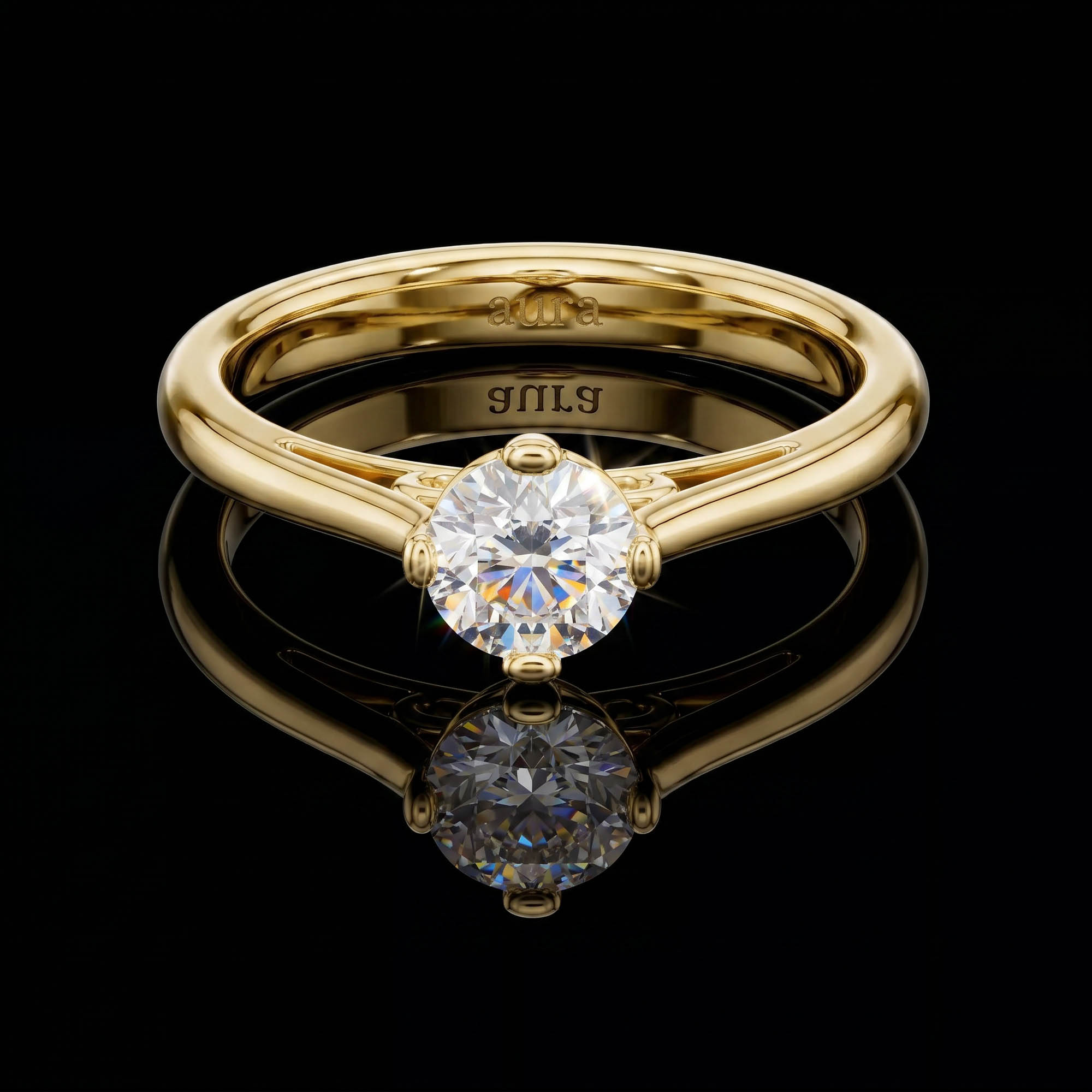 Aura 0,50 Karat Vintage Galeri Detaylı CVD Pırlanta Lab Grown Tektaş Yüzük (14 ayar 2.75Gr altin)