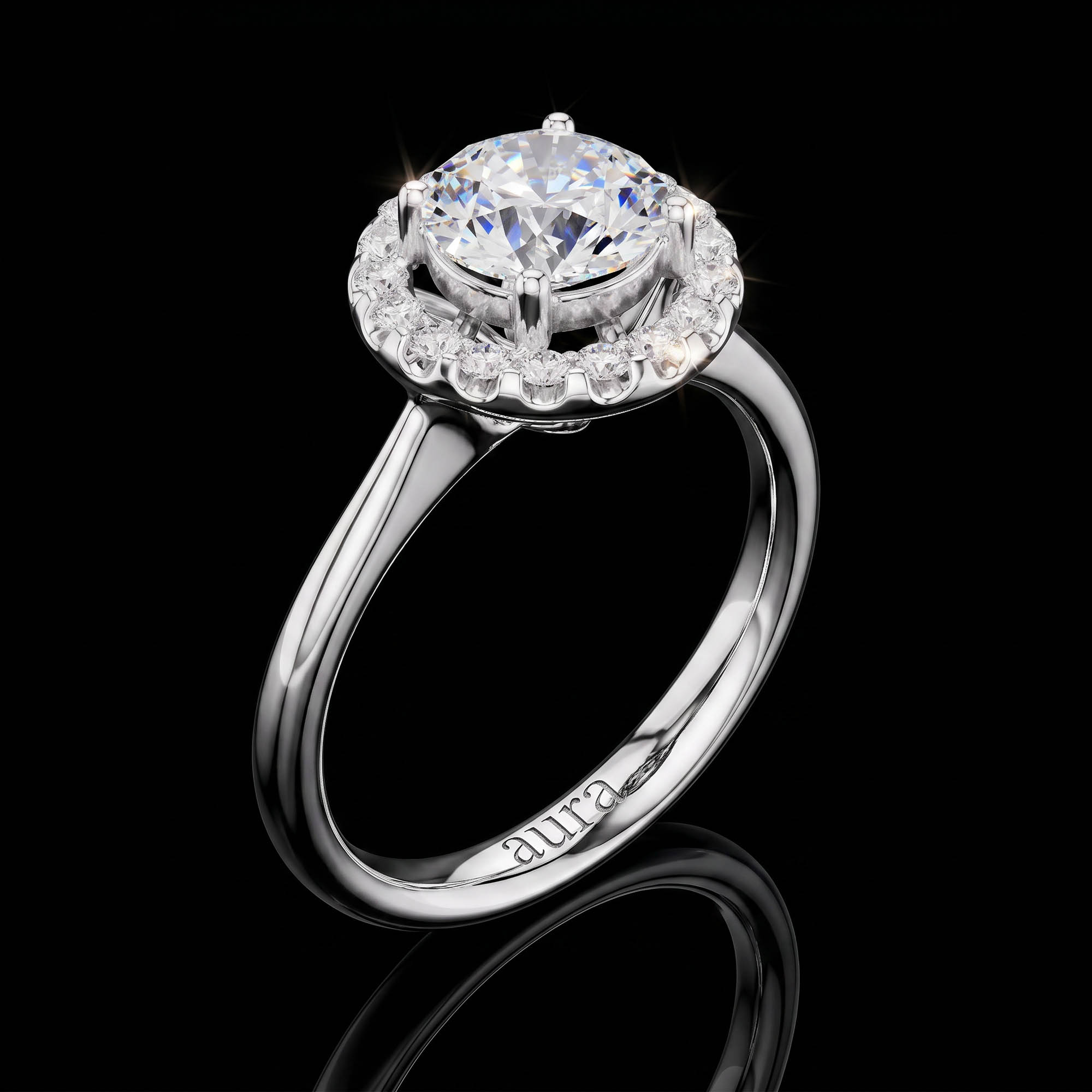 Aura 1,07 Karat Halo CVD Pırlanta Lab Grown Tektaş Yüzük (14 ayar 2.45Gr altin)