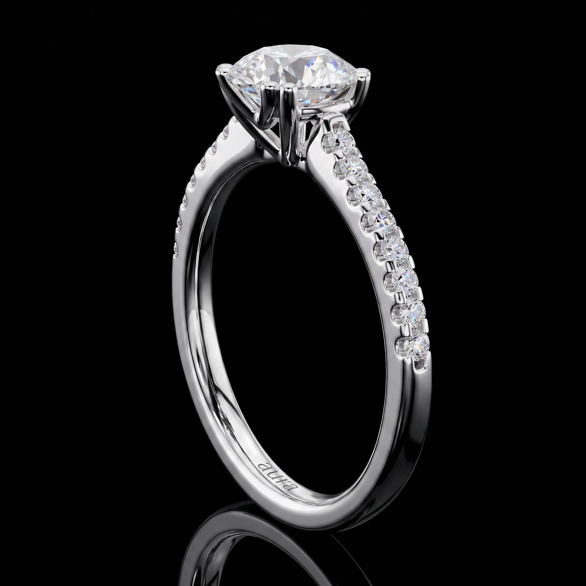 Aura 1,27 Karat Pavé Kollu CVD Pırlanta Lab Grown Tektaş Yüzük (14 ayar 2.38Gr altin)