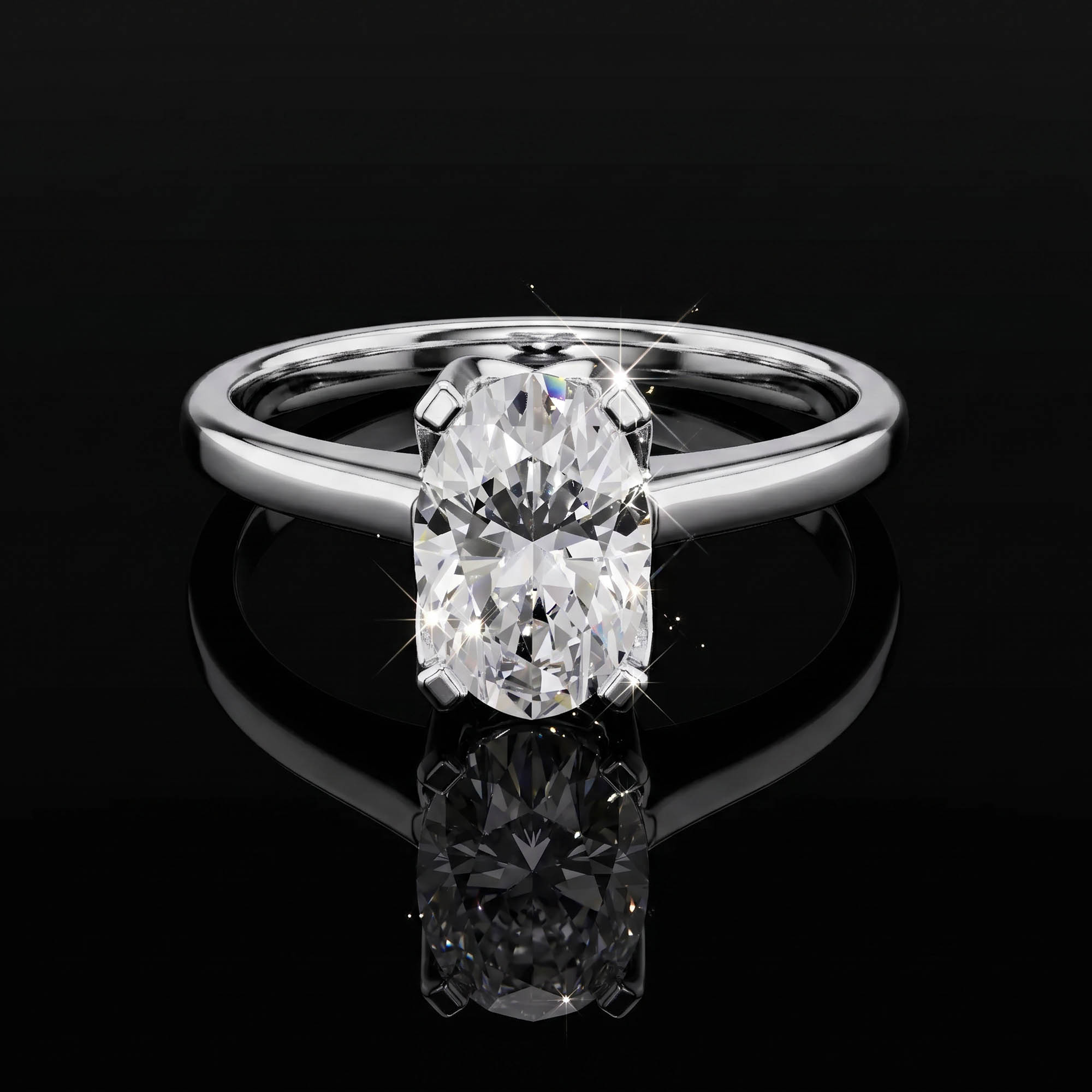 Aura 1,40 Karat Oval Kesim Katedral Montür CVD Pırlanta Lab Grown Tektaş Yüzük    (14 ayar 2.49Gr altin)