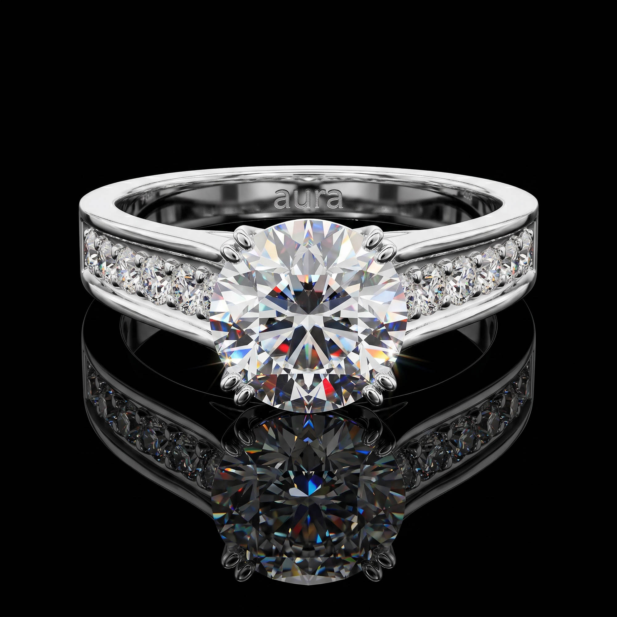 Aura 1,66 Karat Geniş Pavé Kollu Vintage Galeri CVD Pırlanta Lab Grown Tektaş Yüzük    (14 ayar 3.44Gr altin)