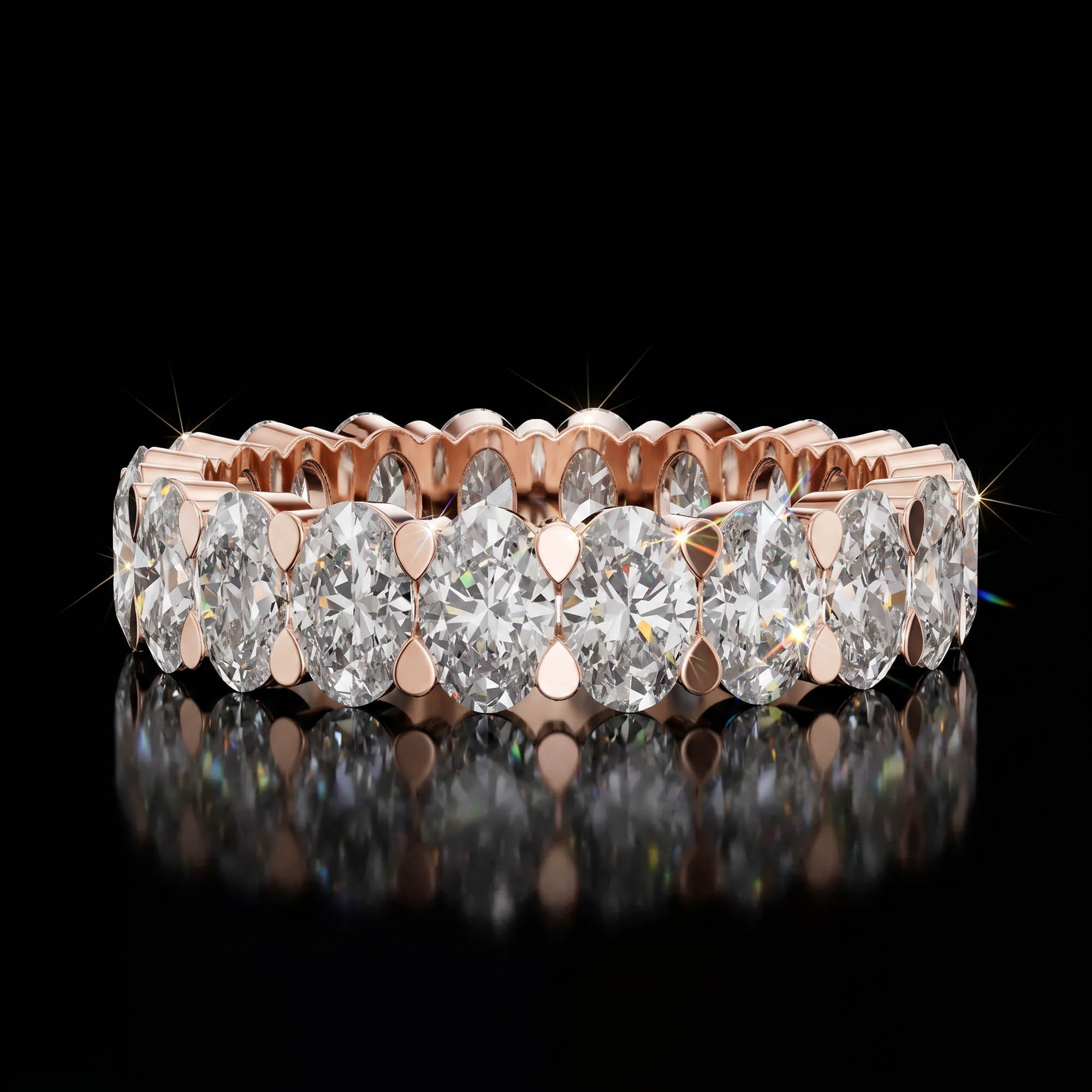 Aura 3,76 Karat Oval Kesim Paylaşımlı Tırnak CVD Pırlanta Lab Grown Tamtur Yüzük    (14 ayar 3.44Gr altin)