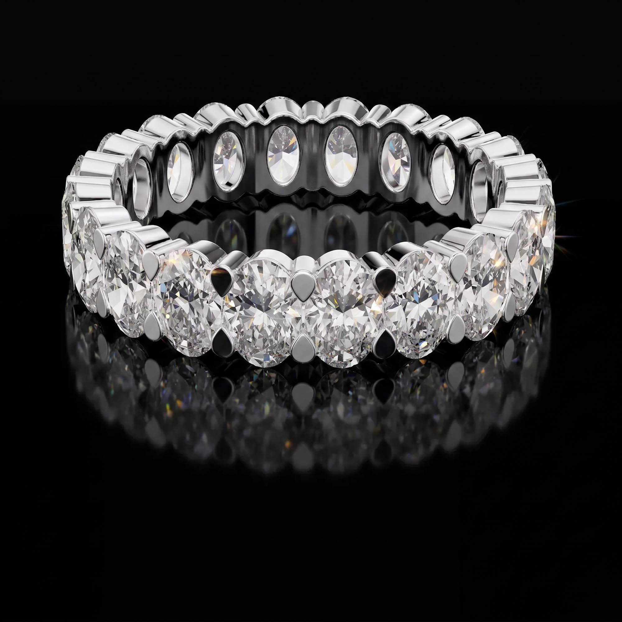 Aura 3,76 Karat Oval Kesim Paylaşımlı Tırnak CVD Pırlanta Lab Grown Tamtur Yüzük    (14 ayar 3.44Gr altin)