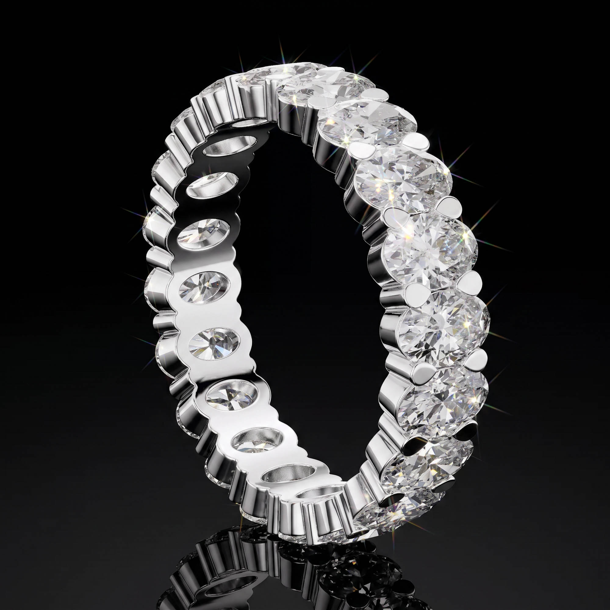 Aura 3,76 Karat Oval Kesim Paylaşımlı Tırnak CVD Pırlanta Lab Grown Tamtur Yüzük    (14 ayar 3.44Gr altin)